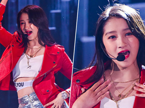 关晓彤跳热舞秀大长腿 银色短裤配红皮衣嬉皮风